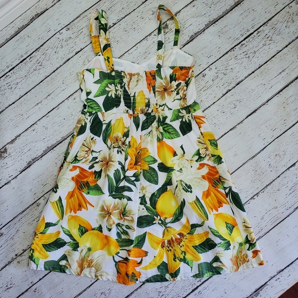 Cotton sundress lemon floral print Medium - Picture 4 of 8